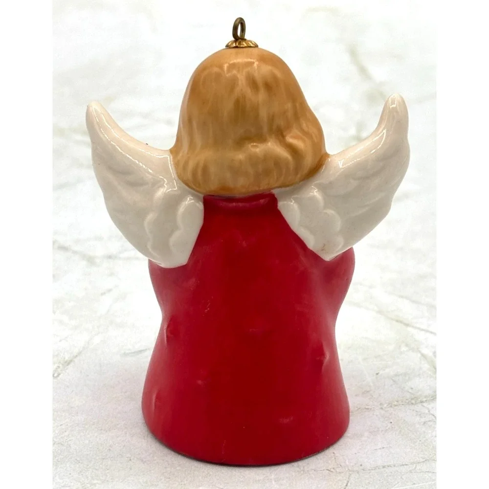 Goebel Annual Angel‎ Bell Ornament 1984 Drum Red West Germany Vintage Porcelain